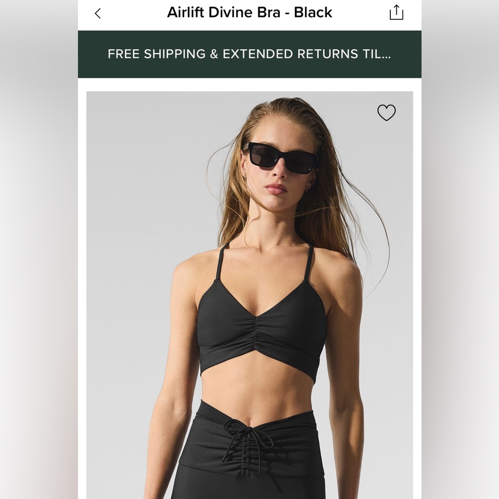 Alo NWT airlift divine Black Sports Bra m